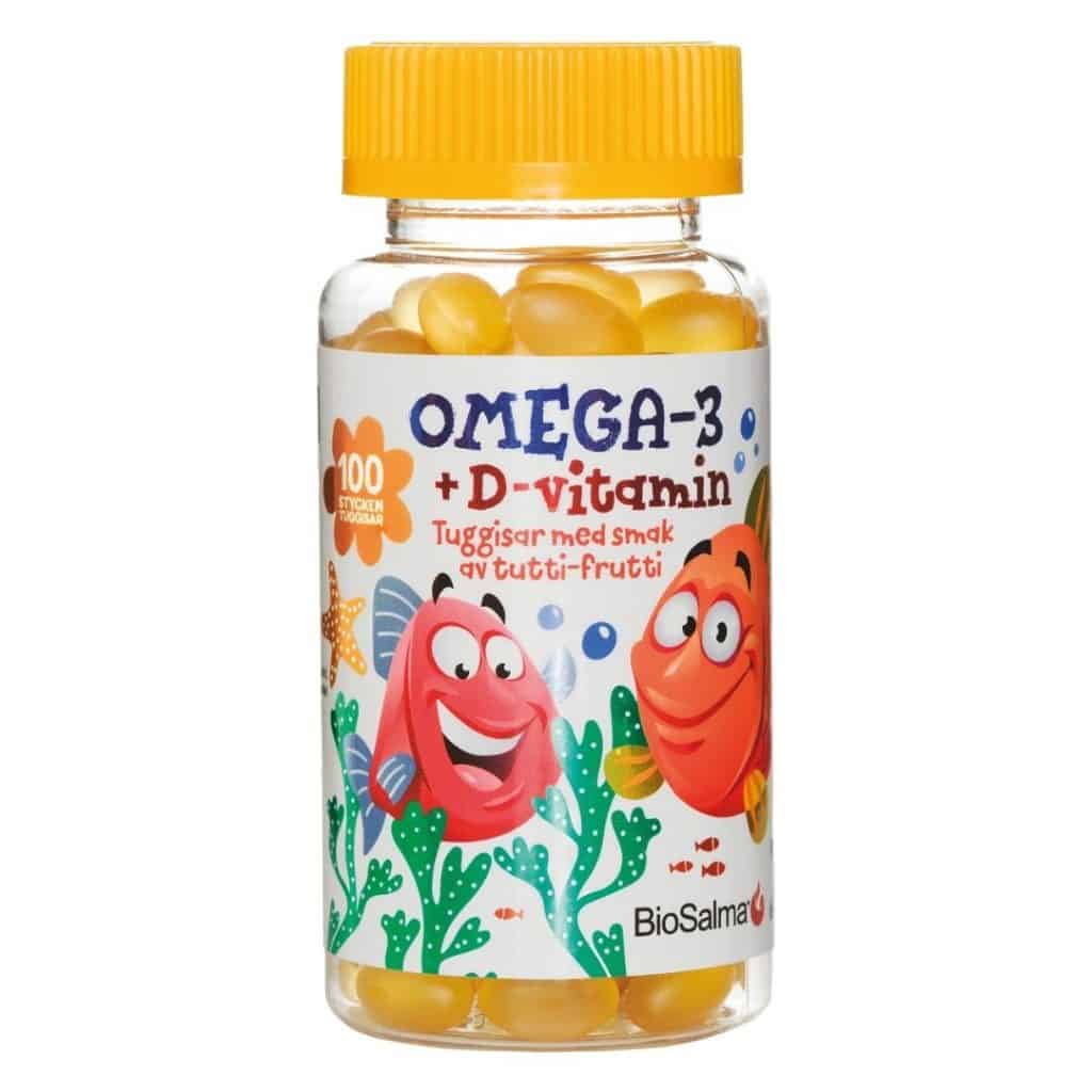 BioSalma Omega-3 + D-vitamin tuggisar barn