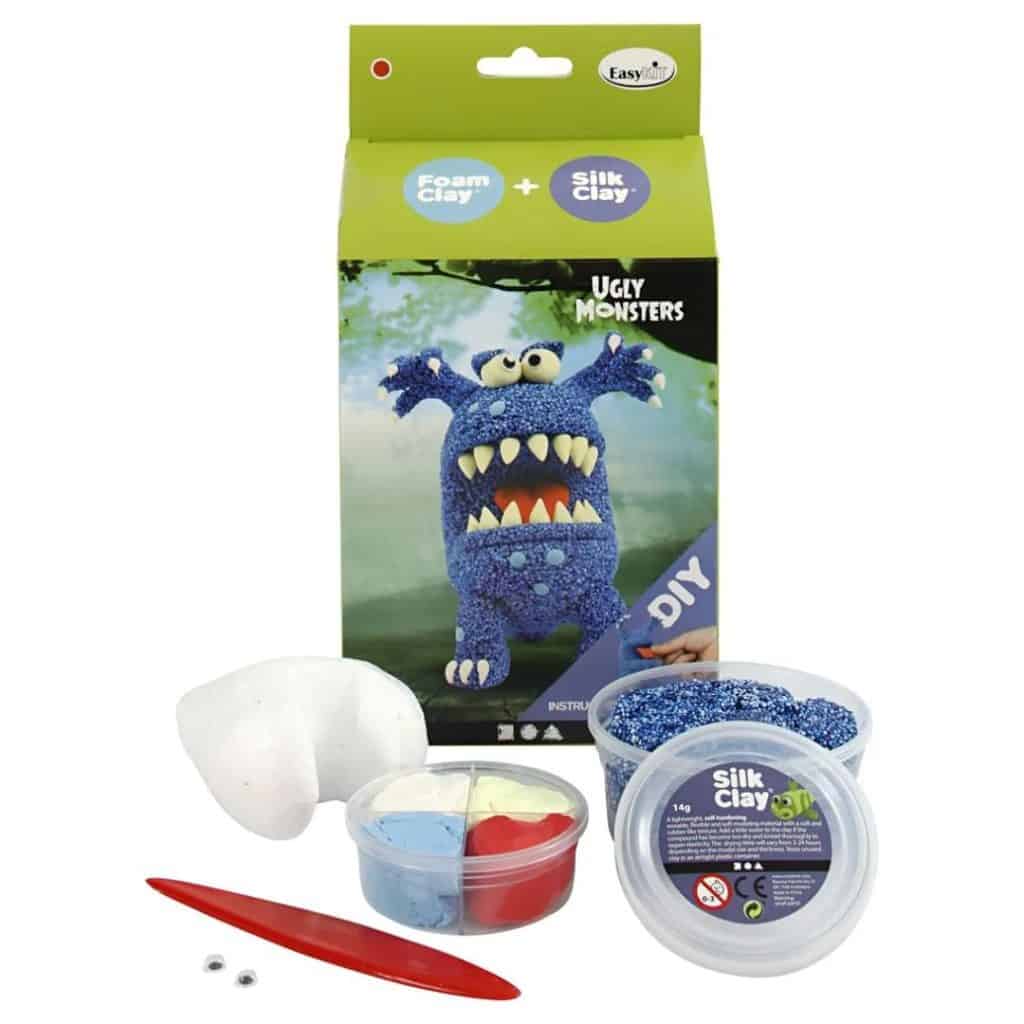 Paket med pyssel av ett blått monster