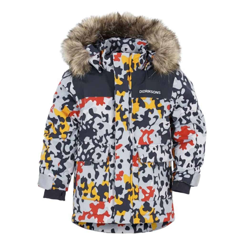 Didriksons Polarbjörnen färgglatt mönster barnjacka parkas