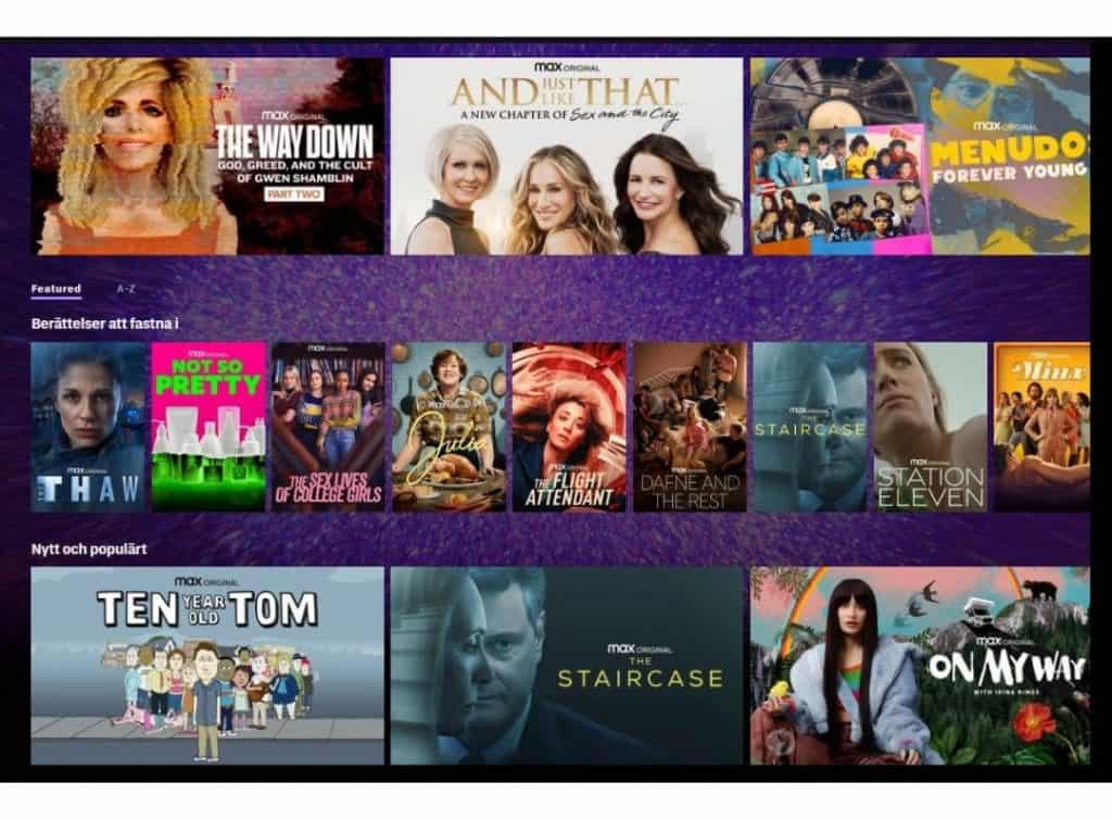 HBO Max Originals content screenshot