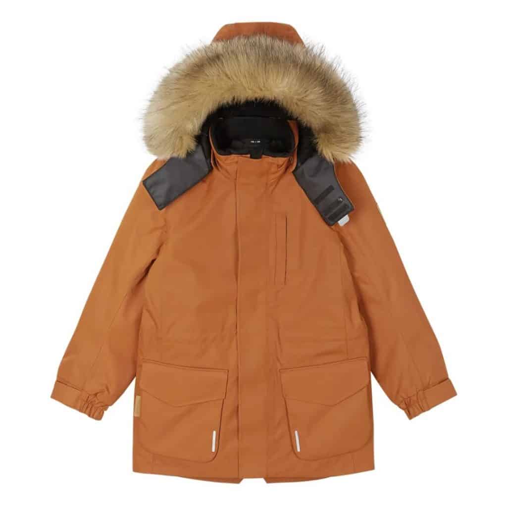 Reima Naapuri orange färg vinterjacka parkas för barn och ungdom