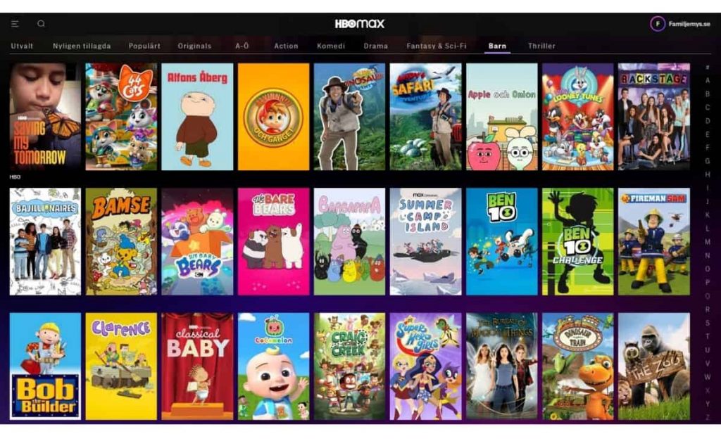 HBO Max serier för barn skärmbild