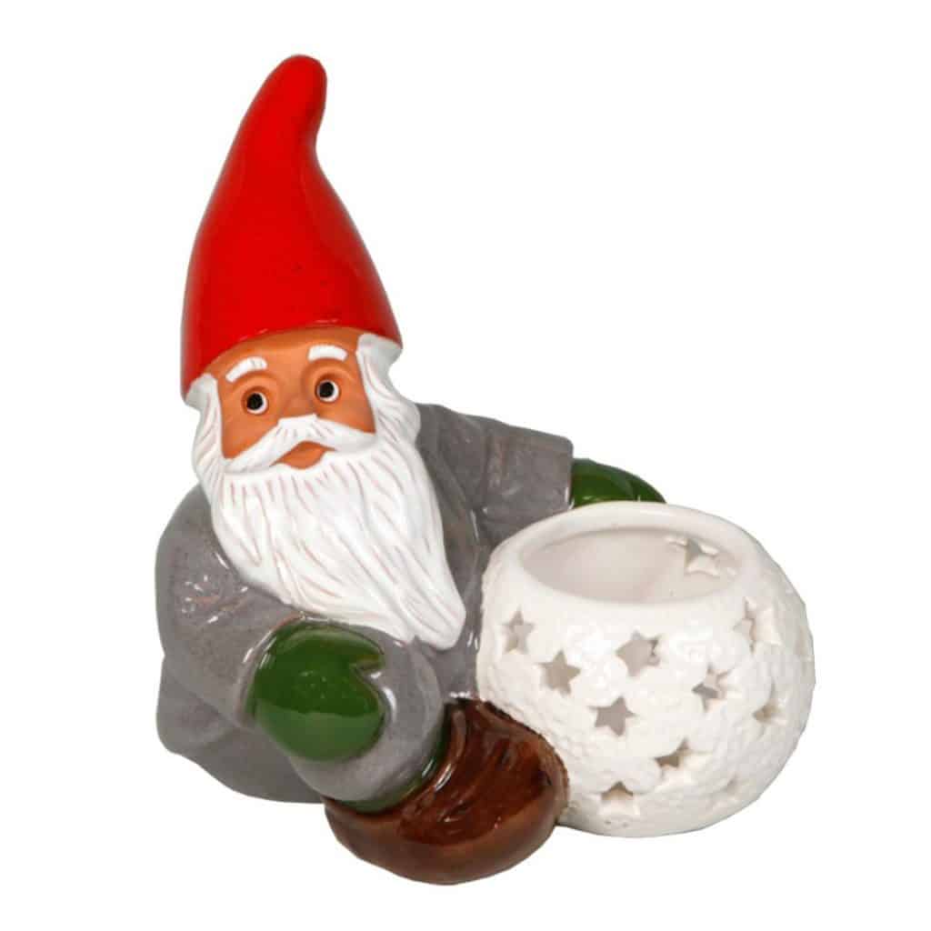 Rolf Berg Kreamik Tomte med Snöboll Värmeljus