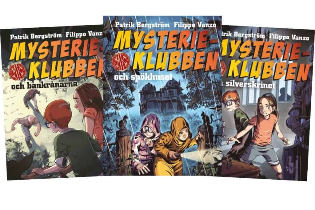 Tre böcker ur serien Mysterieklubben 