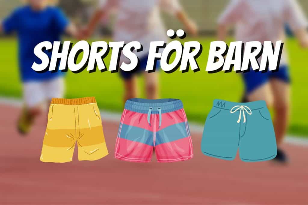 Tre barn med shorts springer på löparbana