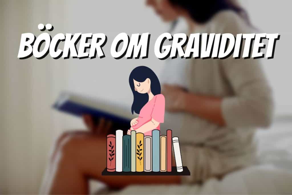 Gravid kvinna sitter ned och läser en bok