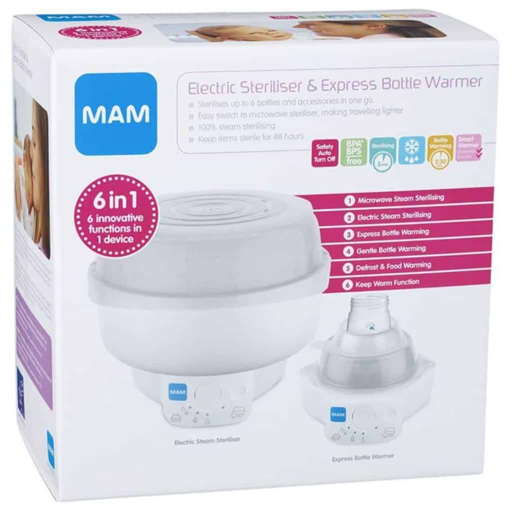 MAM 6 in 1 Steriliser & Bottle Warmer 1 set - Allt-i-ett lösning för sterilisering och uppvärmning av flaskor.