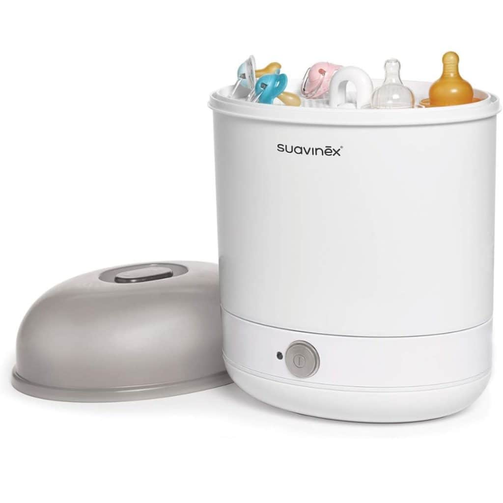 Suavinex Elektrisk Ångsterilisator 3-in-1 för nappflaskor och nappar - Mångsidig sterilisator med flera funktioner.